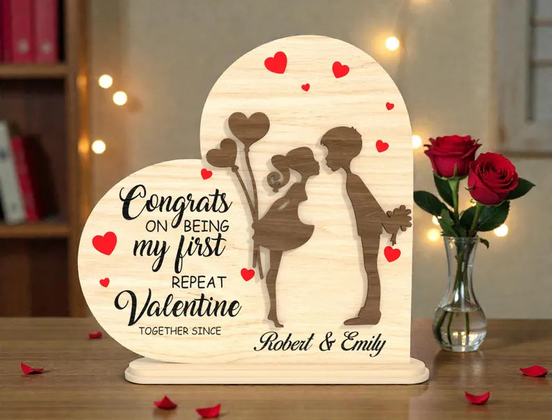 “My First Valentine” Wooden Table Decor