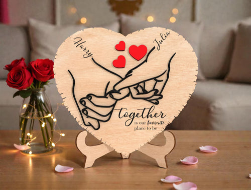 Personalized Heart Couple Wooden Table Decor