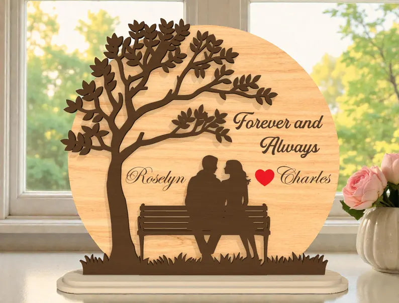 “Forever and Always” Couple Wooden Table Decor