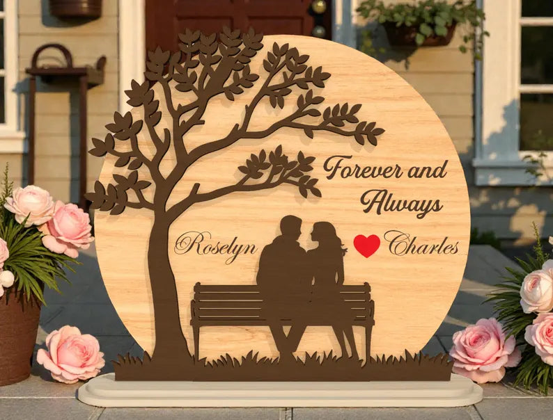 “Forever and Always” Couple Wooden Table Decor