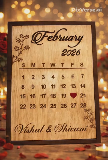 Personalized Wooden Calendar Frame with Special Date Highlight
